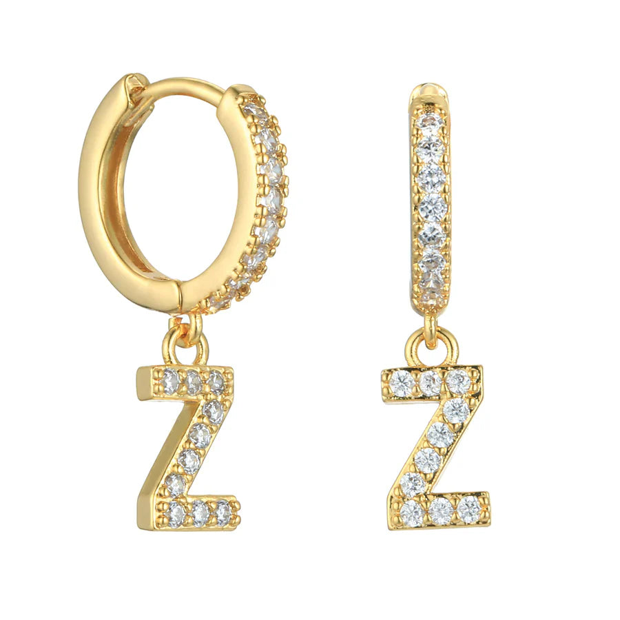 Letter Earrings 'Initial' with Zirconia