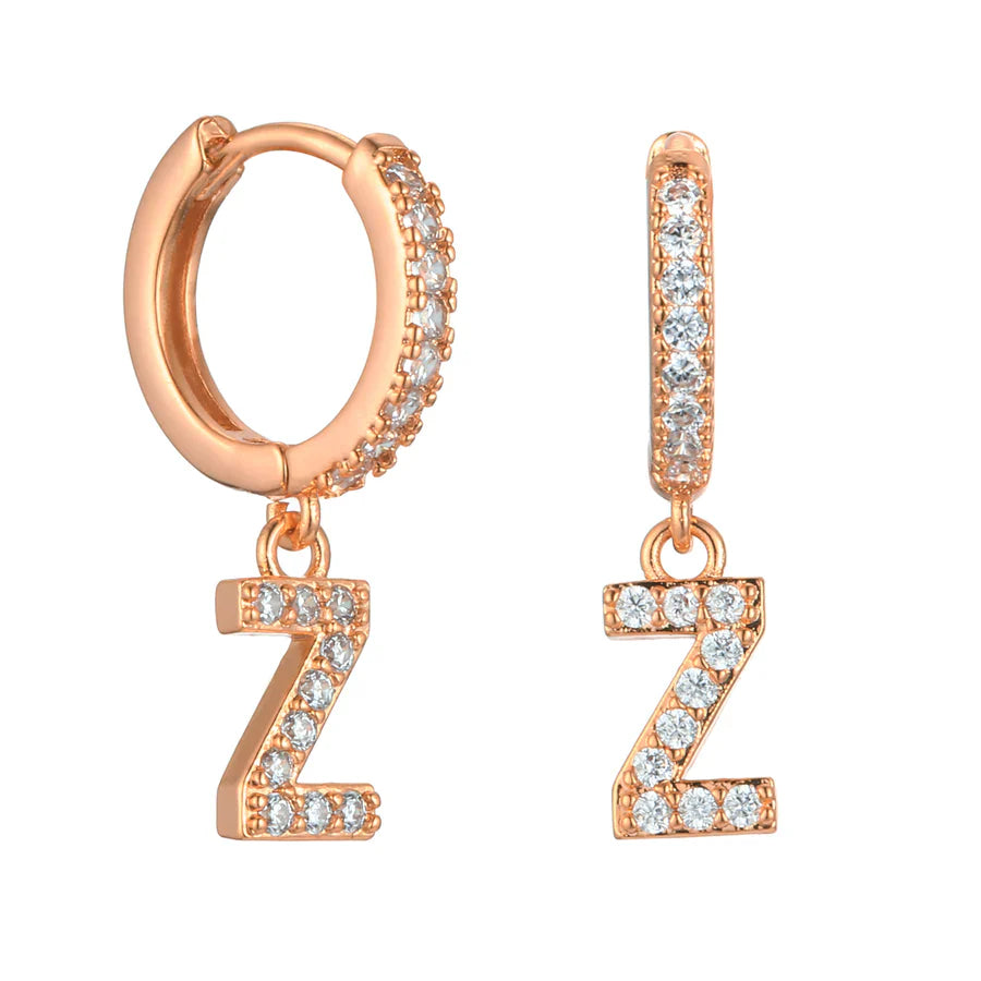 Letter Earrings 'Initial' with Zirconia