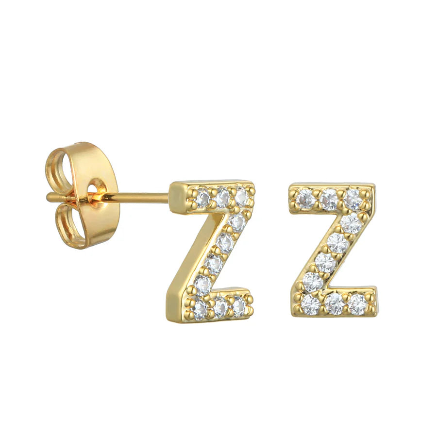 Letter Earrings 'Initial' with Zirconia