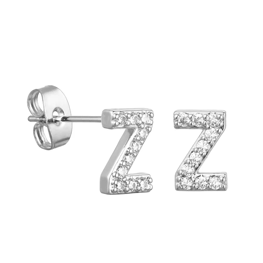 Letter Earrings 'Initial' with Zirconia