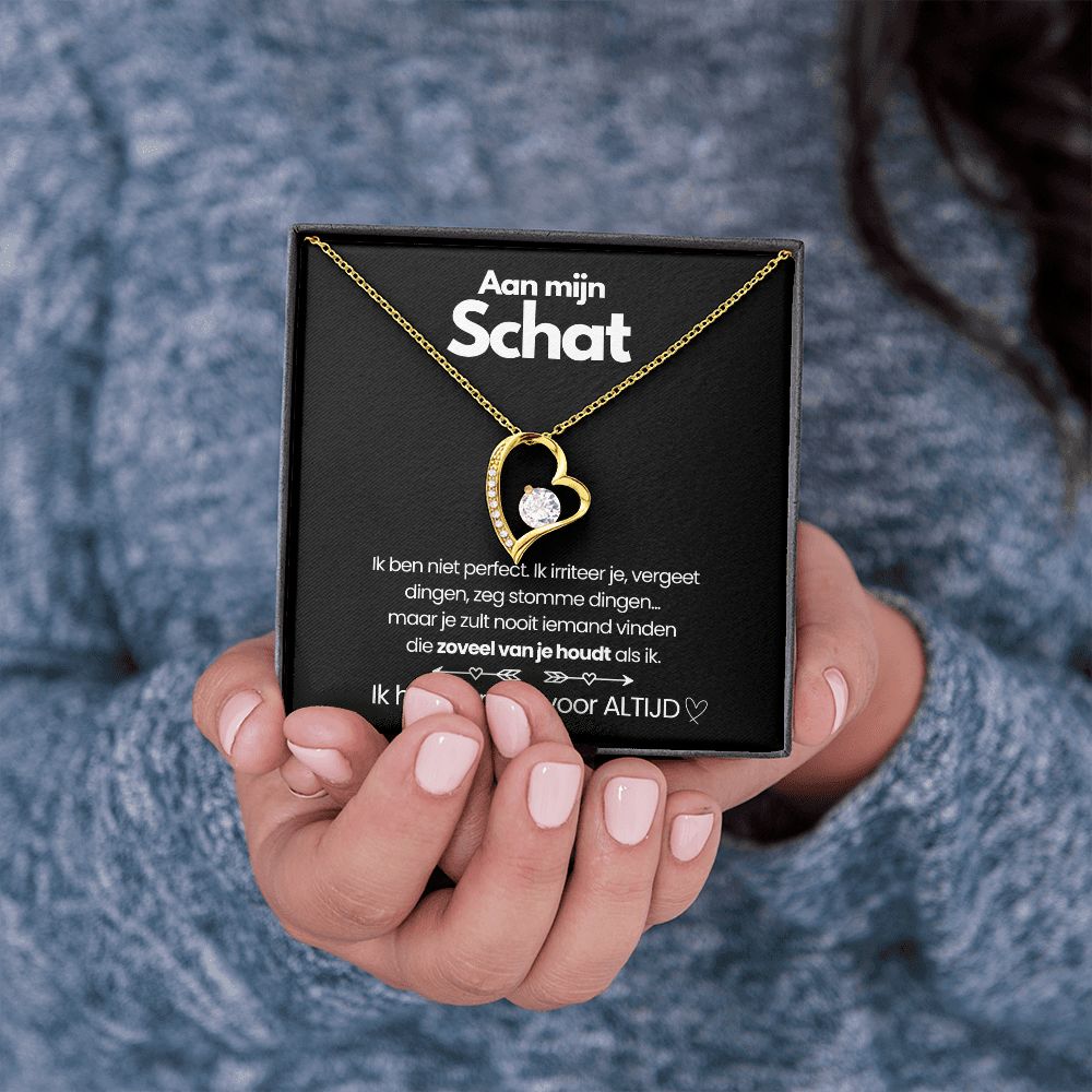 14k White Gold Heart Necklace - To My Treasure - I Love You Forever