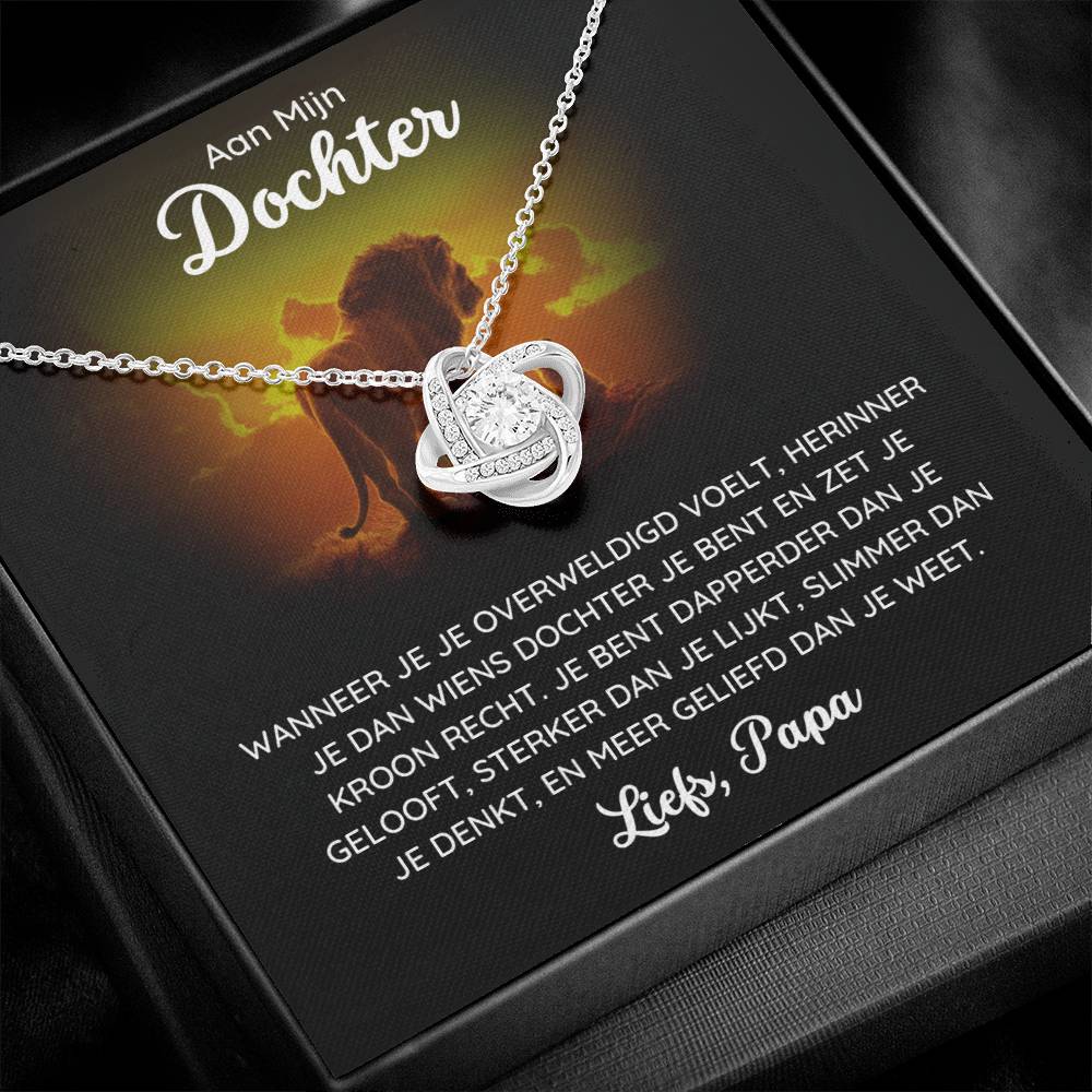 To My Daughter - Braver, Stronger, and Loved - Love Knot Necklace