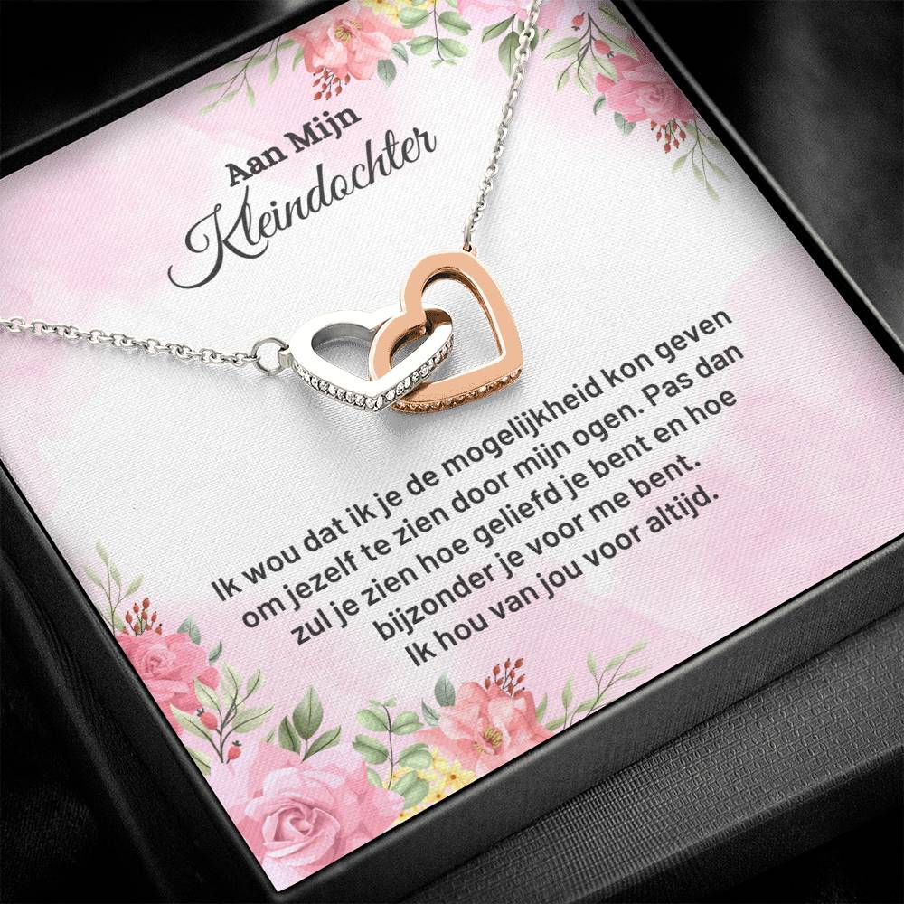 To My Granddaughter - Pink Flowers - Heart Necklace