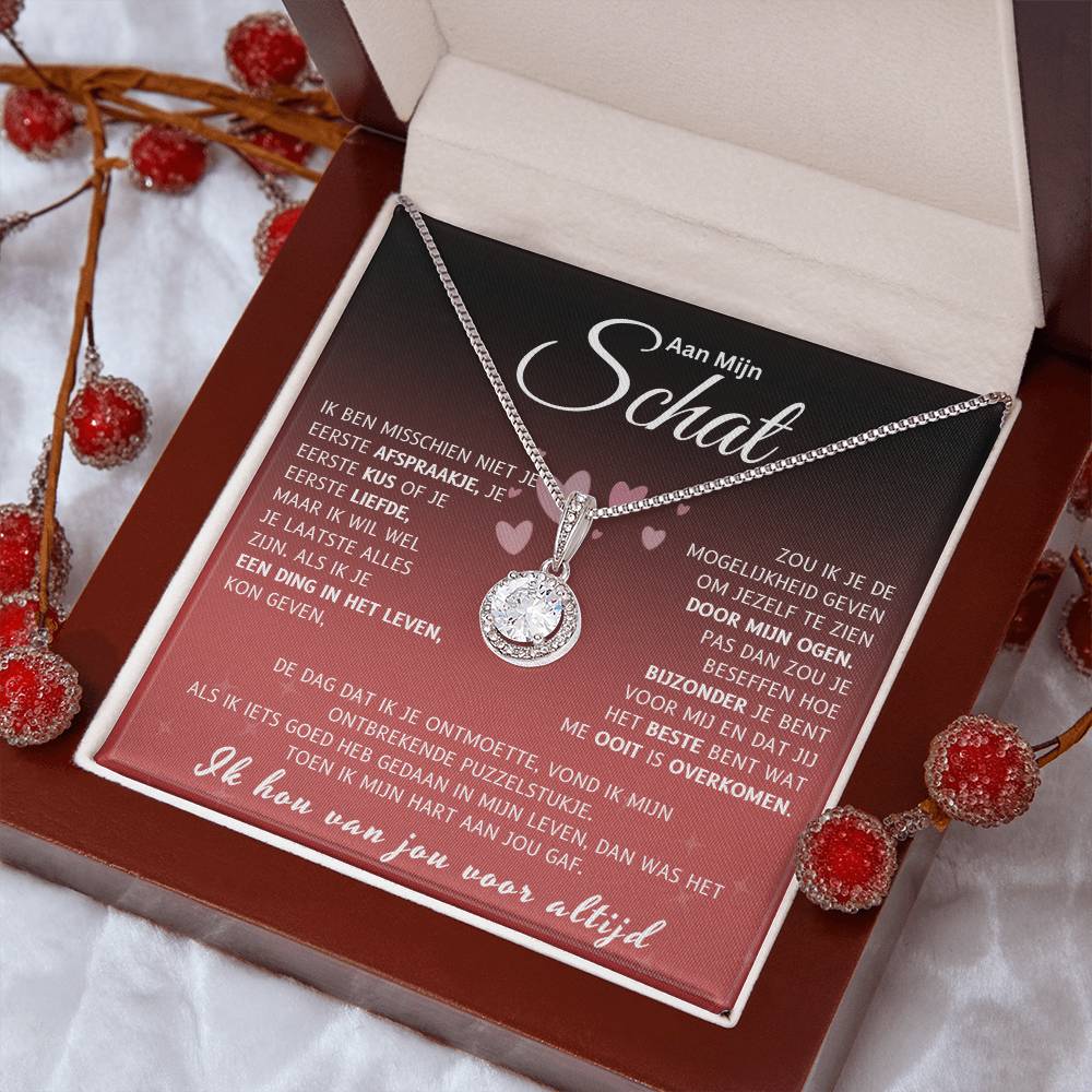 To My Treasure - 14k White Gold Circle Necklace