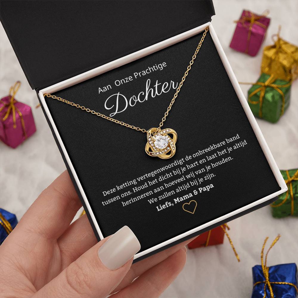 To Our Beautiful Daughter - We Will Always Be There for You - Love Knot Necklace