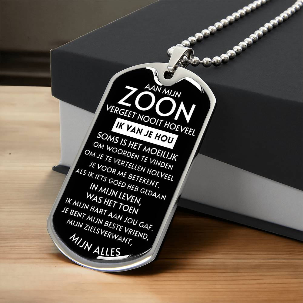 To My Son, My Everything – Luxury Dog Tag Necklace