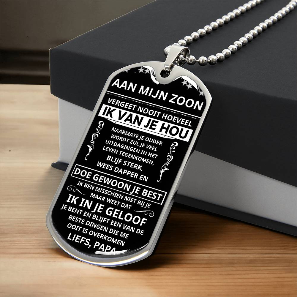 To My Son - Stay Strong, Be Confident - Luxury Dog Tag Necklace