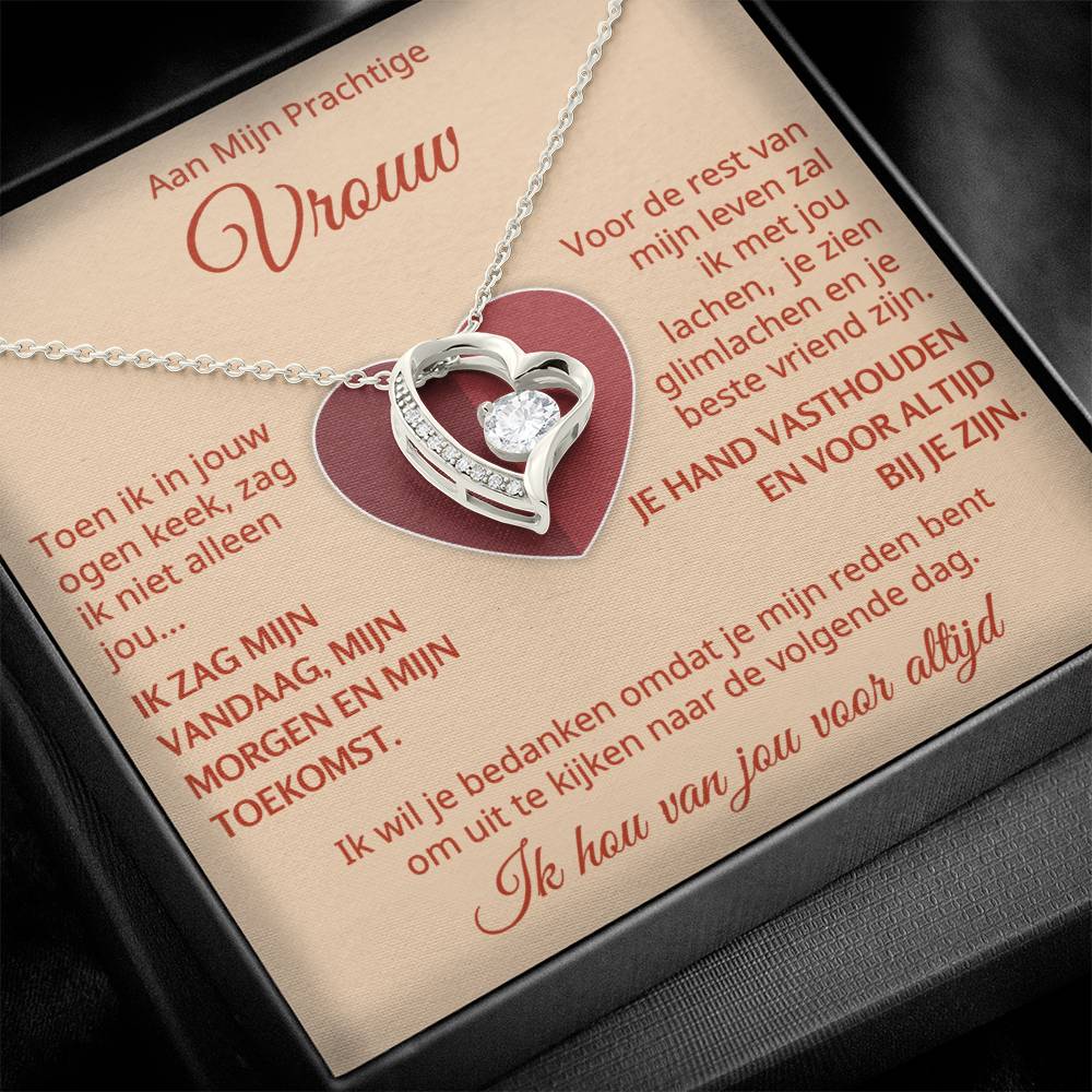 To My Beautiful Wife - I Will Always Be With You - Heart Necklace
