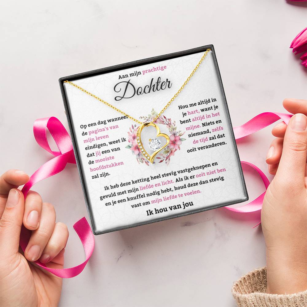 To My Daughter - I Love You - Heart Necklace