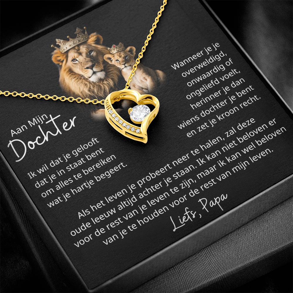 To My Daughter - Lion and Cub - Heart Necklace