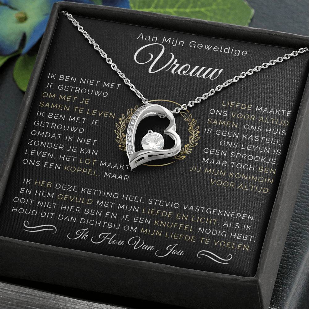 To My Amazing Wife - You are my queen forever - Heart Necklace