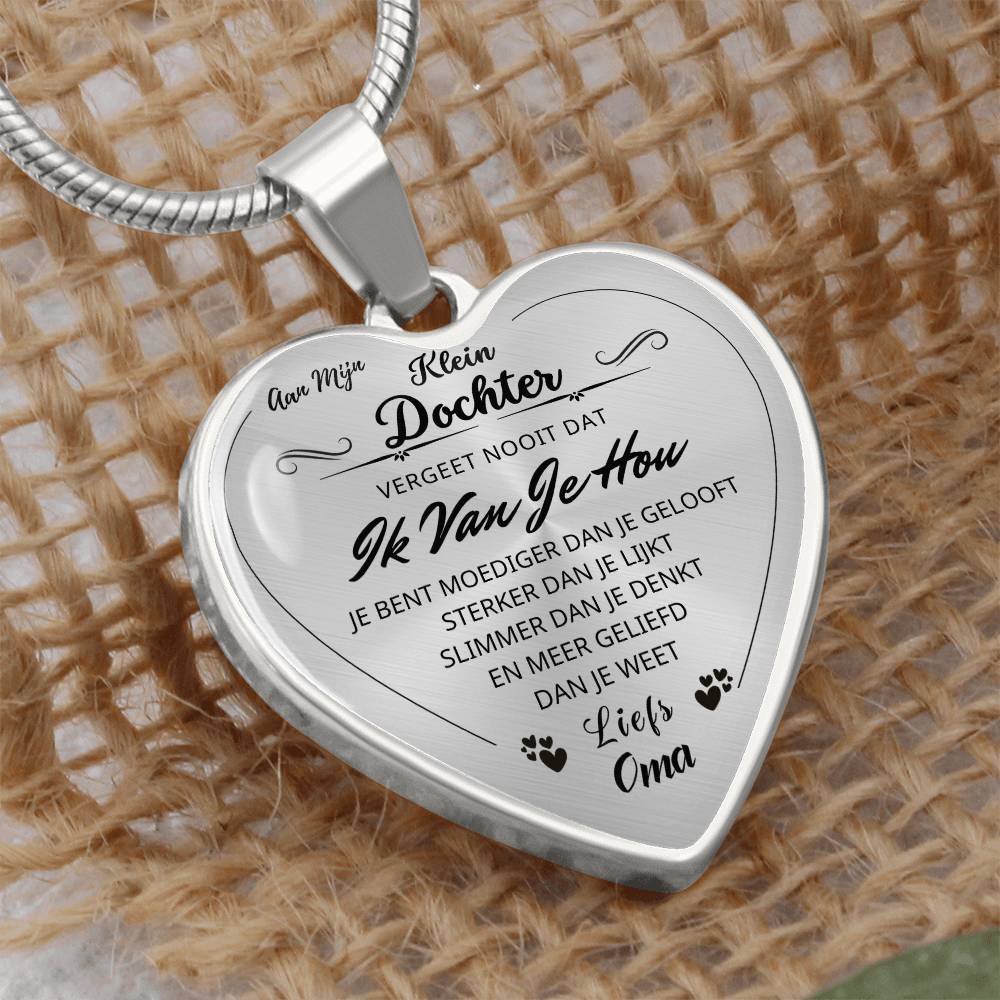 Heart Necklace - Always remember, I love you - To my granddaughter from grandma