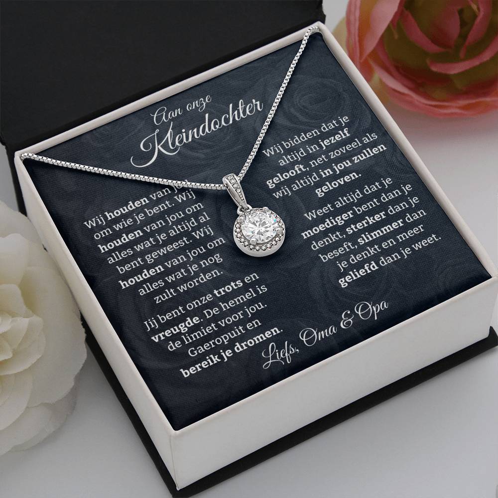 To My Granddaughter - We Love You for Who You Are - 14k White Gold Circle Necklace