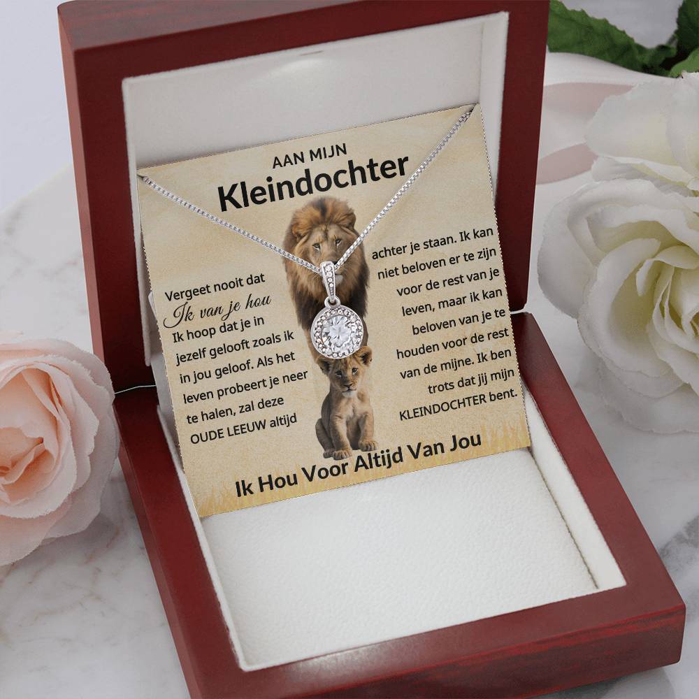 To My Granddaughter - Never forget that I love you - 14k White Gold Circle Necklace