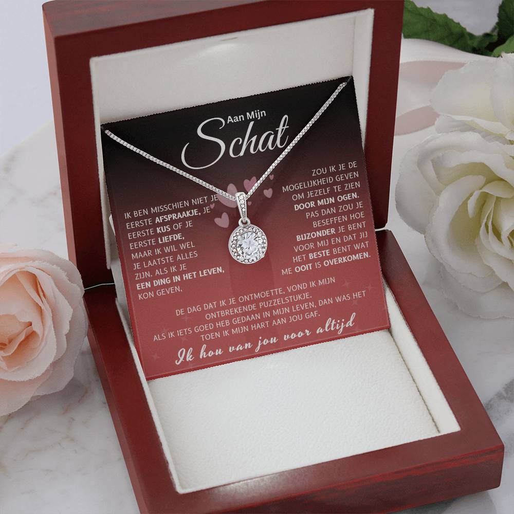 To My Treasure - 14k White Gold Circle Necklace