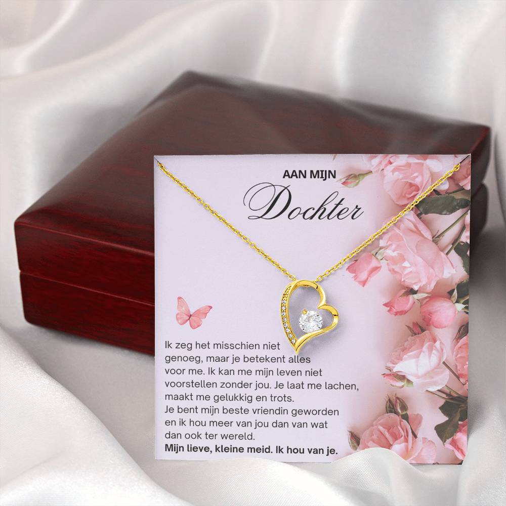 To My Daughter - Butterfly and Roses - Heart Necklace