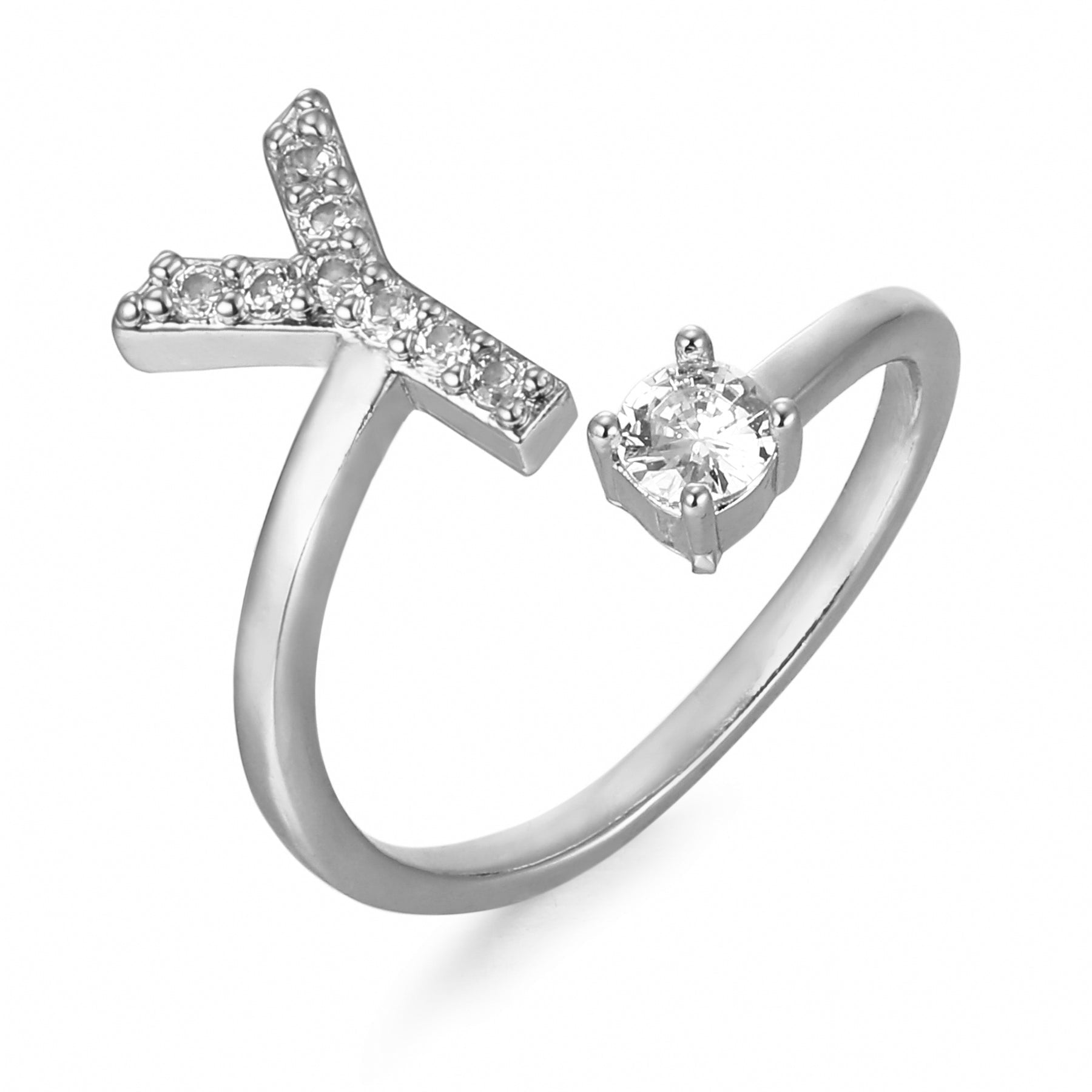 Letter Ring 'Initial' with Zirconia